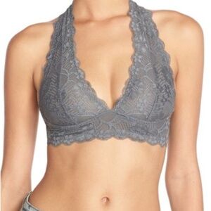 Free People Galloon Race Back Intimate Lace Gray Bralette Raceback Bra